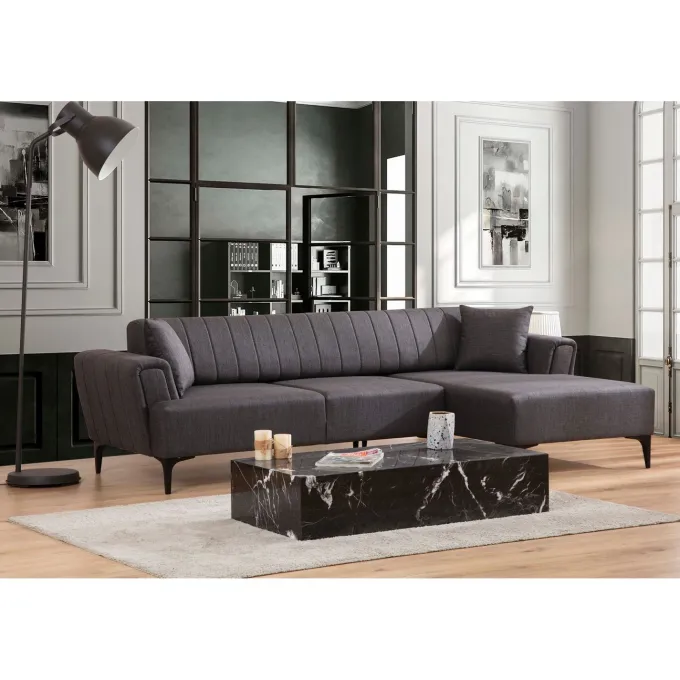 Maputo (270-140 x 95 x 77 cm) Hörnsoffbädd Mörkgrå, Höger