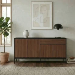 Maputo (180 x 80 x 40 cm) Konsolbord Milano valnötträ svart svart