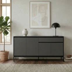 Maputo (180 x 80 x 40 cm) Konsolbord Antracit trä svart svart