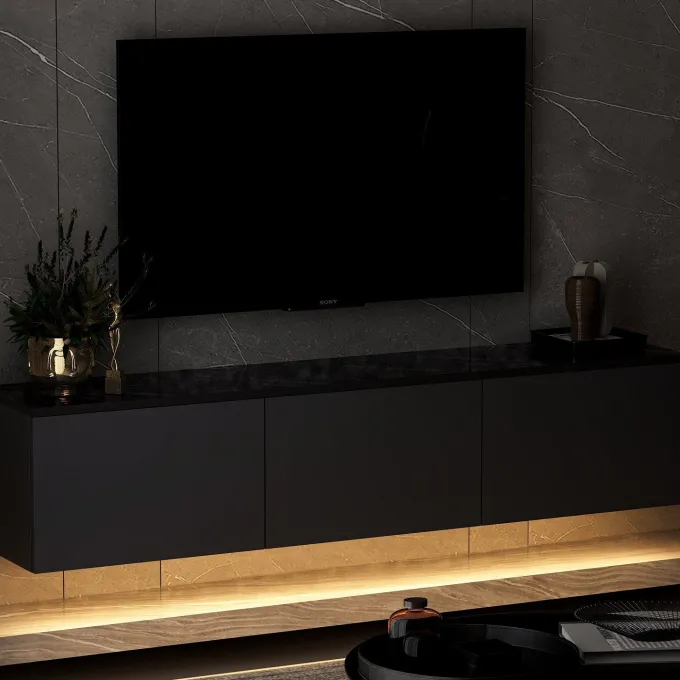 Medellín upplyst (160 x 35 x 32 cm) Antracit TV-bänk