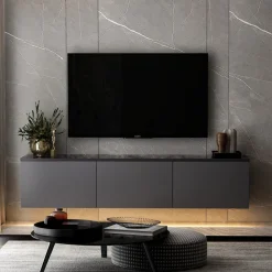 Medellín upplyst (160 x 35 x 32 cm) Antracit TV-bänk