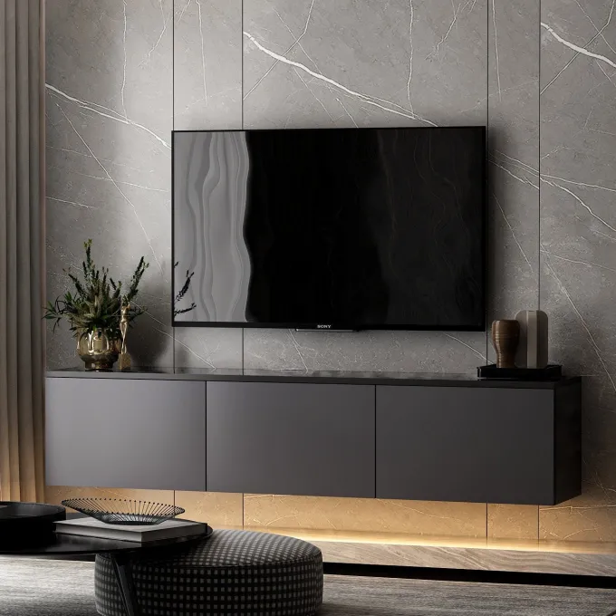 Medellín upplyst (160 x 35 x 32 cm) Antracit TV-bänk