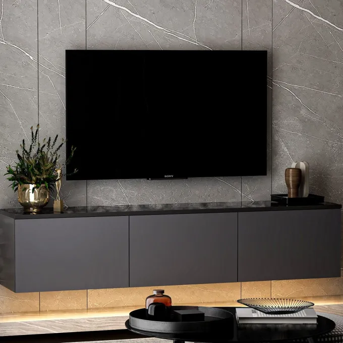 Medellín upplyst (160 x 35 x 32 cm) Antracit TV-bänk
