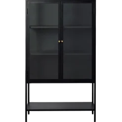 Milano Skåp 160 cm höga ben Glas Svart