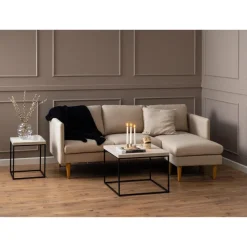 Milly 2-sits med schäslong Basel tyg Beige