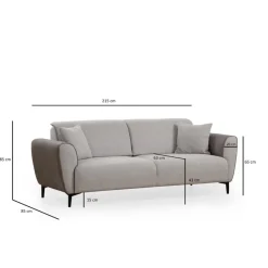 Minsk (215 x 85 cm) 3-sits bäddsoffa Grå