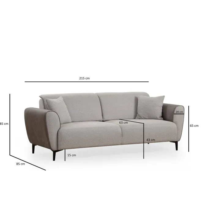 Minsk (215 x 85 cm) 3-sits bäddsoffa Grå