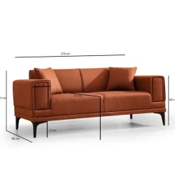 Monaco (170 x 85 x 77 cm) 2-sitssoffa Rio-röd