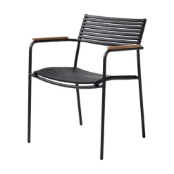 Mood Air Trädgårdsstol i Teak och Aluminium med Armstöd Antracit