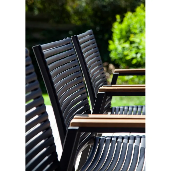 Mood Extreme Trädgårdsstol i Teak och Antracit Aluminium Smala lameller
