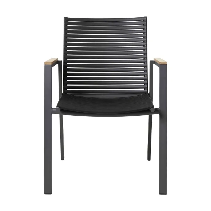 Mood Extreme Trädgårdsstol i Teak och Antracit Aluminium Smala lameller