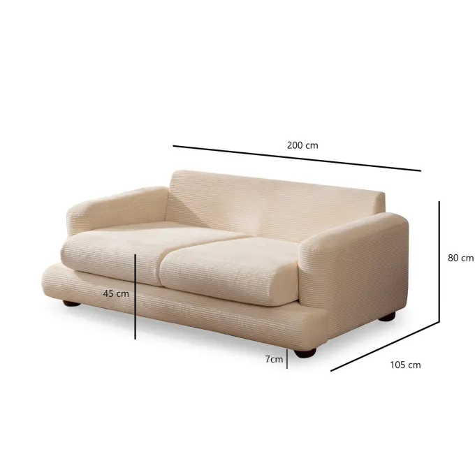 Muscat (200 x 105 x 90 cm) Beige 2-sitssoffa