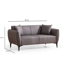 Napoli (160 x 67 x 95 cm) Dark Grey 2-sitssoffa