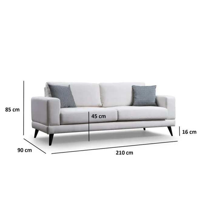 Nordic 3-sits (210 x 90 x 85 cm) Beige 3-sitssoffbädd