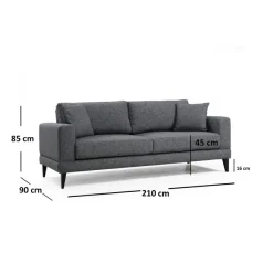 Nordic 3-sits (210 x 90 x 85 cm) Mörkgrå 3-sitssoffbädd
