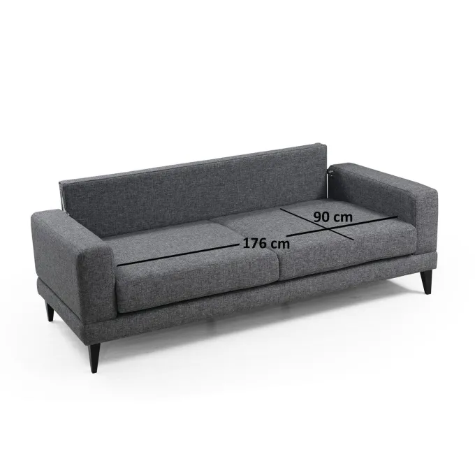 Nordic 3-sits (210 x 90 x 85 cm) Mörkgrå 3-sitssoffbädd