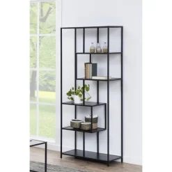 Notting Hill Bokhylla Asymmetrisk 185x77x35 cm Svart Ask