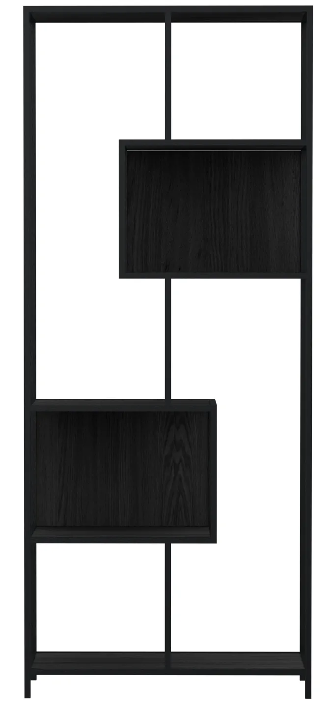 Notting Hill Bokhylla med baksida 185x77x35 cm Svart