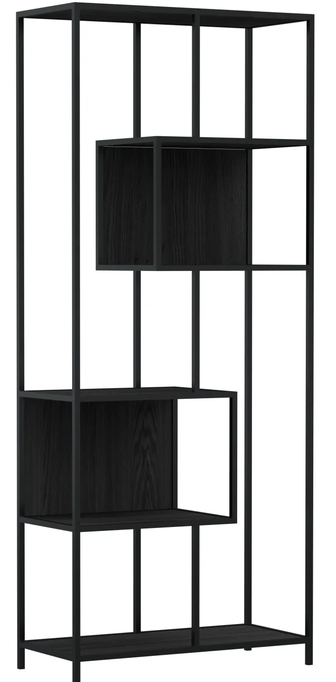 Notting Hill Bokhylla med baksida 185x77x35 cm Svart