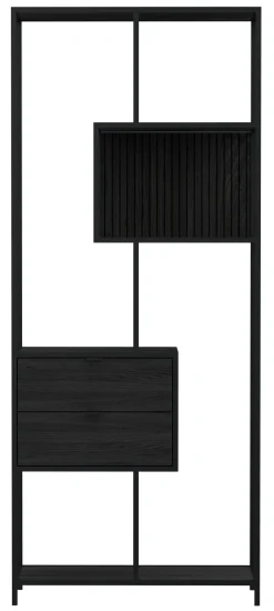 Notting Hill Bokhylla med 2 Lådor 185x77x35 cm Svart