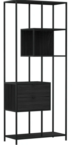 Notting Hill Bokhylla med 2 Lådor 185x77x35 cm Svart