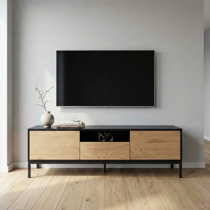 Notting Hill TV-bänk 140x40 cm Svart/Ek