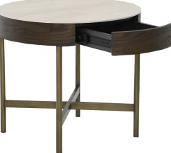 Novum Satsbord 90/55 cm Rund Brun / Bronz / Keramisk Travertin