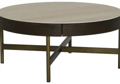 Novum Satsbord 90/55 cm Rund Brun / Bronz / Keramisk Travertin