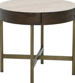 Novum Satsbord 90/55 cm Rund Brun / Bronz / Keramisk Travertin