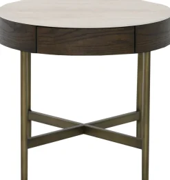 Novum Satsbord 90/55 cm Rund Brun / Bronz / Keramisk Travertin