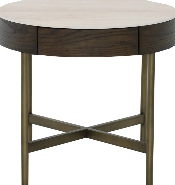 Novum Satsbord 90/55 cm Rund Brun / Bronz / Keramisk Travertin