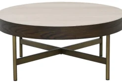 Novum Soffbord 90 cm Rund Brun / Bronz / Keramisk Travertin