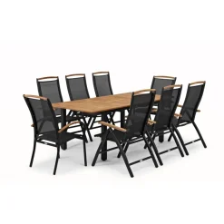 Nydala Utebord 96x150/200 cm Svart/Teak