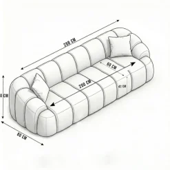 Octavio (268 x 70 x 80 cm) 4-sits soffa Grå