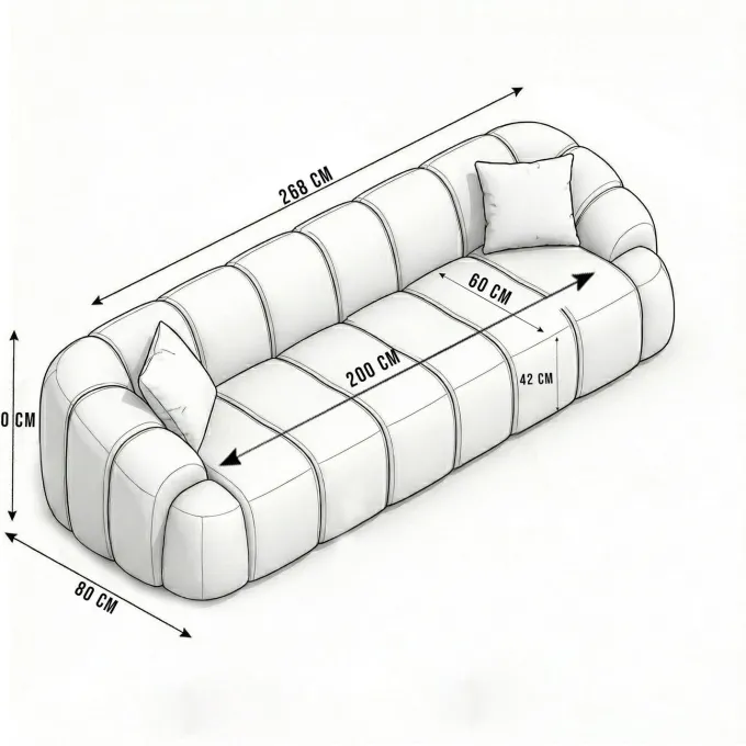 Octavio (268 x 70 x 80 cm) 4-sits soffa Grå