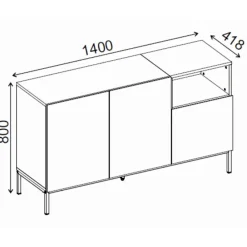 Paramaribo 140 (140 x 80 x 41,8 cm) Konsolbord Naturlig ekträ svart sandsten