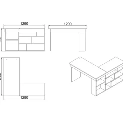 Paramaribo Five (129 x 72 x 120 cm) Skrivbord Atlantisk furu vit