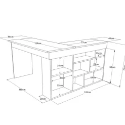 Paramaribo Five (129 x 72 x 120 cm) Skrivbord Atlantisk furu vit