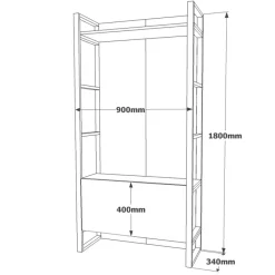 Paramaribo Slim (90 x 180 x 34 cm) Atlantisk furu Hallstativ