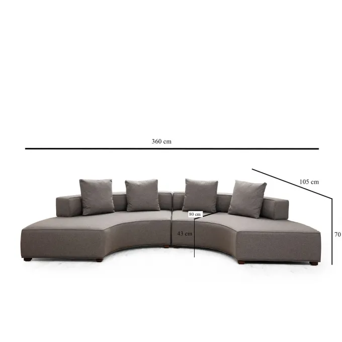 Paramaribo U-form (360-105 x 70 cm) Grå Hörnsoffa