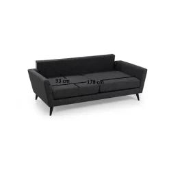 Port Louis 3 Seater (215 x 94 x 88 cm) Mörkgrå 3-sitssoffa