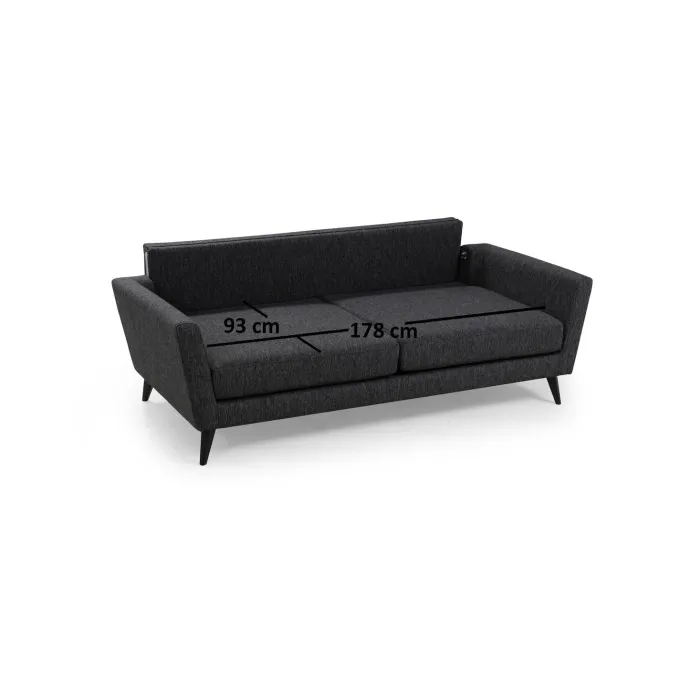 Port Louis 3 Seater (215 x 94 x 88 cm) Mörkgrå 3-sitssoffa