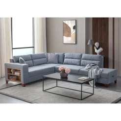 Porto (230 x 90 x 150 cm) Hörnsoffa-bäddsoffa Grå, Vänster