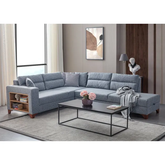 Porto (230 x 90 x 150 cm) Hörnsoffa-bäddsoffa Grå, Vänster