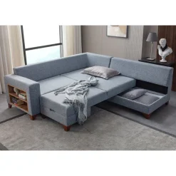 Porto (230 x 90 x 150 cm) Hörnsoffa-bäddsoffa Grå, Vänster