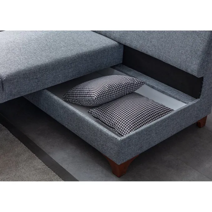 Porto (230 x 90 x 150 cm) Hörnsoffa-bäddsoffa Grå, Vänster