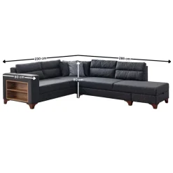 Porto (230 x 90 x 150 cm) Hörnsoffa-bäddsoffa Antracit, Vänster