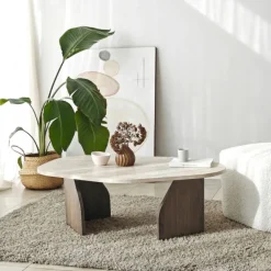 Praia (100 x 35 x 60 cm) Travertin Valnöt Skrivbord