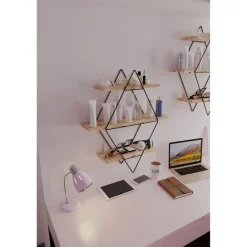 Prizma Stor (70 x 16 x 60 cm) Guld Svart Vägghylla