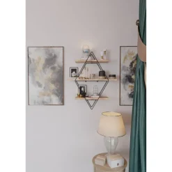 Prizma Stor (70 x 16 x 60 cm) Guld Svart Vägghylla